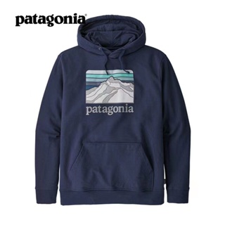 เสื้อกันหนาวแขนยาวลําลอง มีฮู้ด ลายโลโก้ภูเขา Patagonia สไตล์คลาสสิก สําหรับผู้ชาย และผู้หญิง