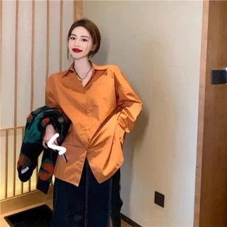 Cicishop(2165)เสื้อเชิ้ตทรงoversize เนื้อผ้าดีทรงสวยใส่แมทช์ง่ายสไตล์เกาหลีสุดๆ