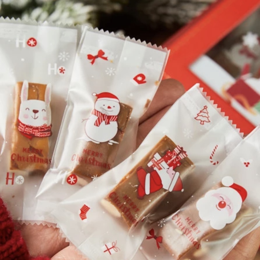 ถุงคุกกี้ คละ 4 ลาย คริสต์มาส ถุงมินิ แพค 50 ใบ ลายน่ารักมากๆ ถุงซิล ทรงตั้ง ถุงขนม ถุงลูกอม Mini Merry Xmas Cookie Bag