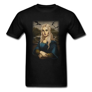 เสื้อยืดคอกลมYuanl5 [พร้อมส่ง] เสื้อยืดผ้าฝ้าย 100% พิมพ์ลาย Mona Lisa Daenerys Game Of Thrones พลัสไซซ์ พลัสไซซ์ ของขวั