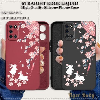 เคส OPPO RENO 7Z 5G RENO 8Z 5G RENO3 4G RENO 6 5G RENO 6Z 5G A91 สำหรับเคสโทรศัพท์ซิลิโคนนุ่มปลอกวินเทจดอกไม้กระต่ายคลุมทั้งหมดกันกระแทกเคสป้องกัน