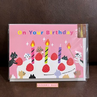 Gakken Sta:Ful Pop Up Birthday Card From Japan ลายแมว Neko สีชมพู ขนาด 11 x 15 ซม.