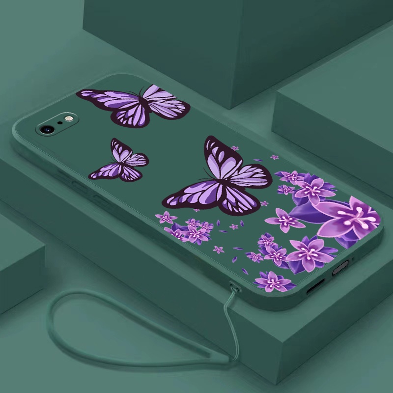 Cases, Covers, & Skins 44 บาท เคสโทรศัพท์มือถือ Tpu ขอบตรง ลายผีเสื้อสีม่วง สําหรับ iPhone 6 6s 7 8 6 plus 6 splus se2020 se2022 Mobile & Gadgets