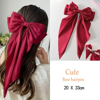 Wine red Ribbon Big Bow Hairpin For Girl Headdress women Hair clip Hair Accessories
