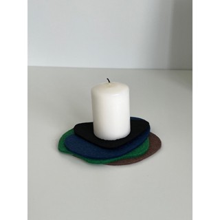 (ondk) Wool Felt Coaster Set - Camp Woods / แผ่นรองแก้วสักหลาดกันรอยขีดข่วนบนโต๊ะ