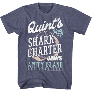 Quints Shark Charter Jaws T-Shirt เสื้อยืดแฟชั่น เสื้อยืดสีขาว เสื้อยืดเท่ เสื้อแฟชั่นผญ2022 อื่นๆ