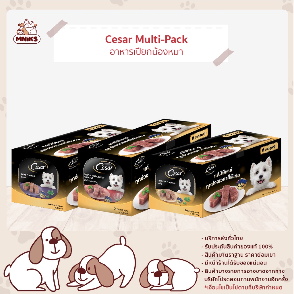 (1กล่อง มี 6ถาด) Cesar ซีซาร์ อาหารสุนัข อาหารเปียกสุนัข (MNIKS)