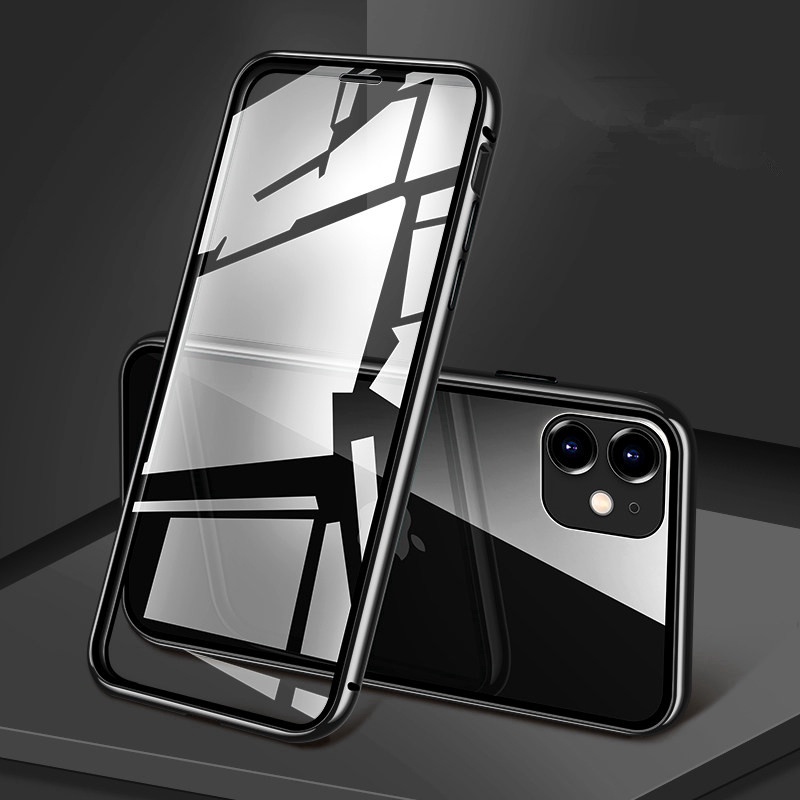 เคสโทรศัพท์มือถือกระจกนิรภัย แบบแม่เหล็ก สองด้าน สําหรับ iPhone 13 12 Mini 11 Pro XS MAX XR XS 7 8 Plus SE2020 360