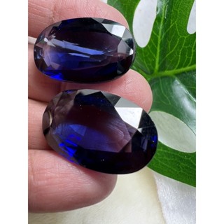 lab created Blue sapphire 15x22mm 2 pieces weight 73 carats Hardness 9