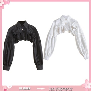 Yoioi Steampunkแขนยาวปลอมปกเสื้อถอดได้ Dickey Ruffle เสื้อครึ่งตัว