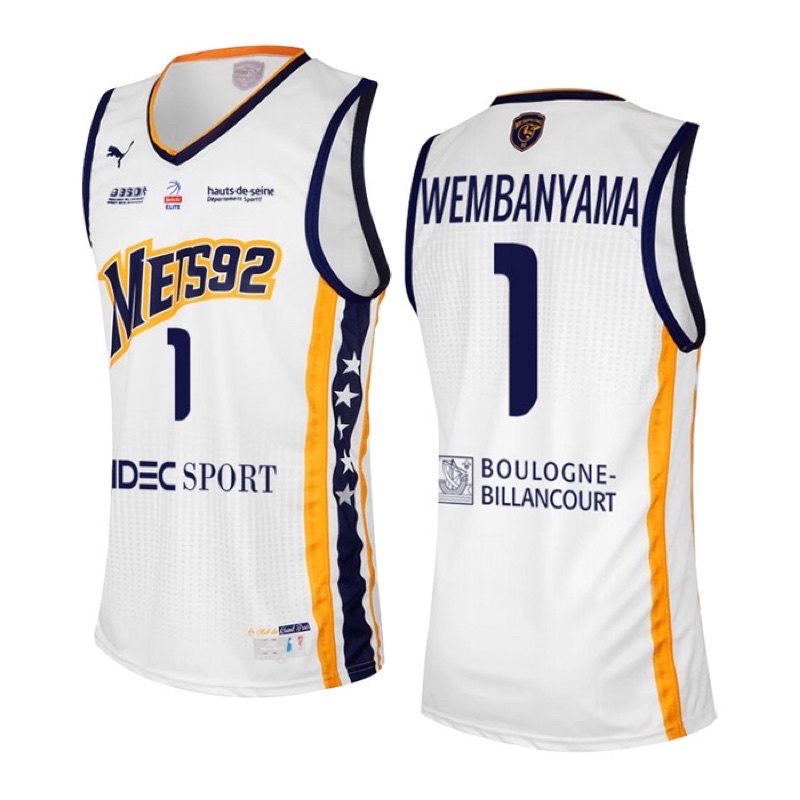 Metropolitans 92 #1 WEMBANYAMA High quality sewing embroidery Outdoor  sports jersey White 2023 new