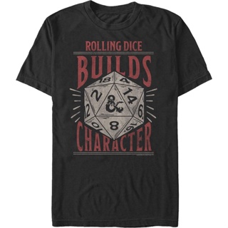 Rolling Dice Builds Character Dungeons &amp; Dragons T-Shirt เสื้อยืดสีขาวผู้หญิง เสื้อยืดสีขาว เสือยืดผู้ชาย เสื้อยืดผู้ชาย