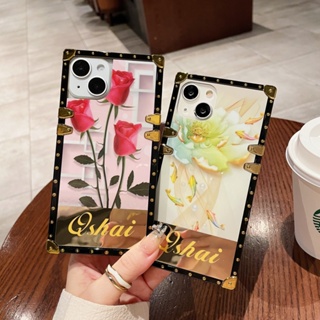 เคสโทรศัพท์มือถือแบบแข็ง ทรงสี่เหลี่ยม ลายดอกกุหลาบ หรูหรา สําหรับ Samsung Galaxy s22+ s21+ s20+ note20 ultra 5g note10+ plus note9 note8 s21fe s20fe