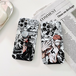 เคสโทรศัพท์มือถือแบบนิ่ม ผิวด้าน กันรอยเลนส์กล้อง ลาย Jujutsu Kaisen gojo sukuna สําหรับ iPhone 14 11 13 12 Pro Max