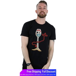 Tee เสื้อตราหานคู่ ดิสนีย์เสื้อยืดลำลอง Disney Mens Toy Story 4 Forky T-Shirt Disney T-shirt/aD