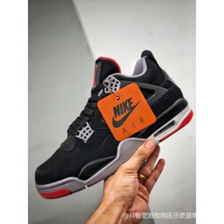 Cod Air Jordan 4 Bred Emulate รองเท้าบาสเก็ตบอล สีดํา 8HGO