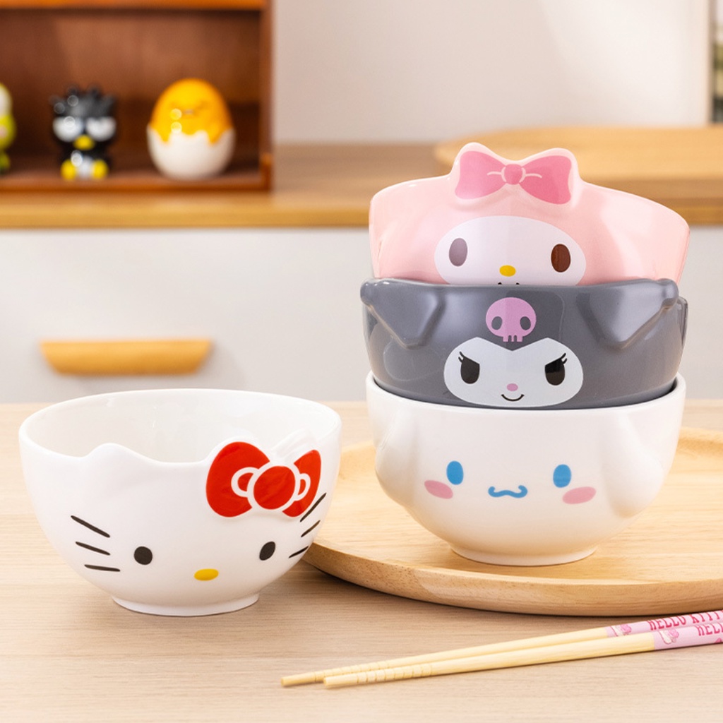 พร้อมส่ง💕 ชามเซรามิก หน้าการ์ตูน Sanrio ขนาด 5นิ้ว ลิขสิทธิ์แท้ ชามข้าว ถ้วยซุป น่ารัก | Bluerubystore