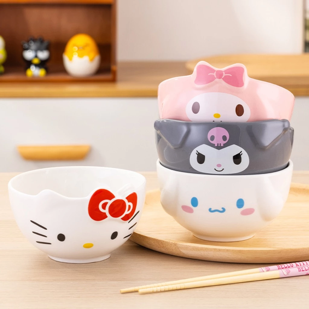 พร้อมส่ง💕 ชามเซรามิก หน้าการ์ตูน Sanrio ขนาด 5นิ้ว ลิขสิทธิ์แท้ ชามข้าว ถ้วยซุป น่ารัก | Bluerubystore