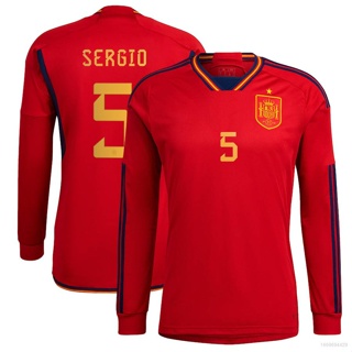 เสื้อกีฬาแขนยาว ลายทีมชาติฟุตบอล SY3 22-23 World Cup Spain ชุดเหย้า Sergio Pedri พลัสไซซ์ YS3