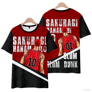 Ag เสื้อยืดแขนสั้นลําลอง ทรงหลวม พิมพ์ลายกราฟฟิคอนิเมะ Slam Dunk พลัสไซซ์ แฟชั่นสําหรับผู้ชาย และผู้หญิง