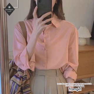 เสื้อเชิ้ตแขนยาว สีชมพู ระดับไฮเอนด์ สไตล์ฝรั่งเศส แฟชั่นฤดูใบไม้ร่วง สําหรับผู้หญิง 2022