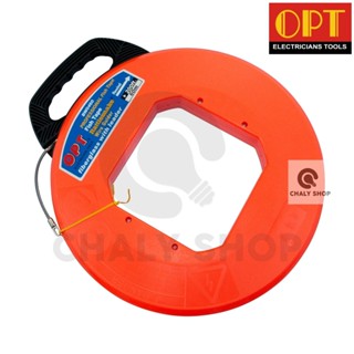 "OPT" BW0460 ฟิชเทปหุ้ม ฟิชเทปพร้อมตลับ (FISH TAPE) ลวดนำสายไฟ ความยาว 60 เมตร