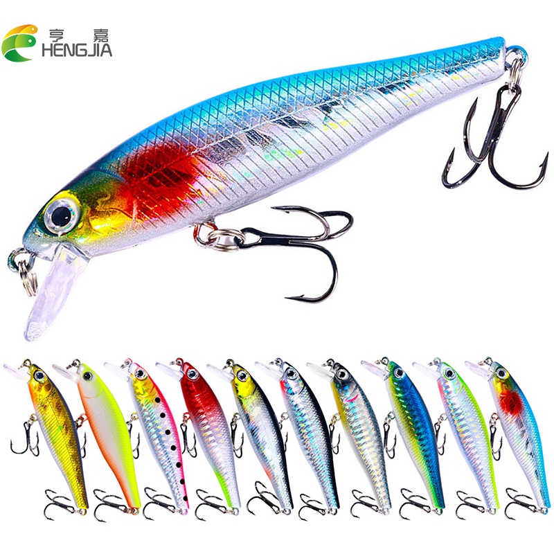 Hengjia เหยื่อตกปลาพลาสติกแข็ง แบบเลเซอร์ 8.8 ซม. 9 กรัม 10 สี Rattling Fishing Lures 1 ชิ้น Vivd Swimbait Fishing Tackle