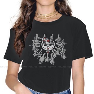 เสื้อยืดสีขาว ปีศาจของหนี้ผู้หญิงเสื้อยืด Cuphead นางสาว Chalice เกมสาวกราฟิกท็อปส์ซู 5XL O- คอหญิงเสื้อยืดอารมณ์ขันของข