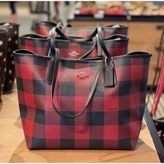 COACH CITY TOTE WITH BUFFALO PLAID PRINT (COACH C7271)