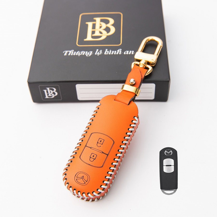[ BB ] ปลอกหุ้มกุญแจรถยนต์หนัง มาสด้า 2,3,ซีเอ็กซ์5 (2ปุ่ม) หนังวัวอิตาลีนําเข้าสลักชื่อเจ้าของ+เบอร