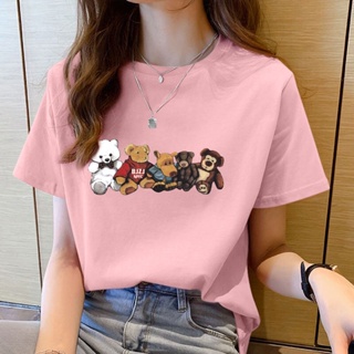 ❃พร้อมส่ง เสื้อยืดสตรี 🌸 เสื้อคู่รักแขนสั้นผู้หญิง เสื้อยืดคอกลม เสื้อยืดสีทึบ เสื้อยืดแฟชั่น #076