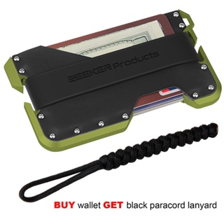 ZEEKER Aluminum Front Pocket Minimalist Card Holder Slim Leather Wallet RFID Blocking -Green Metall