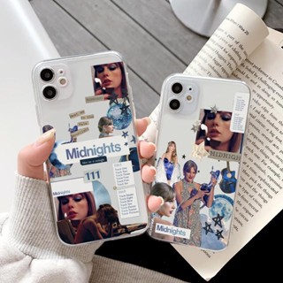 เคสโทรศัพท์มือถือ ซิลิโคนนิ่ม แบบใส ลาย Taylor Swift Midnights น่ารัก สําหรับ iphone 13 14 7 X XS XR XSMax 11pro 12 pro 13 pro Max