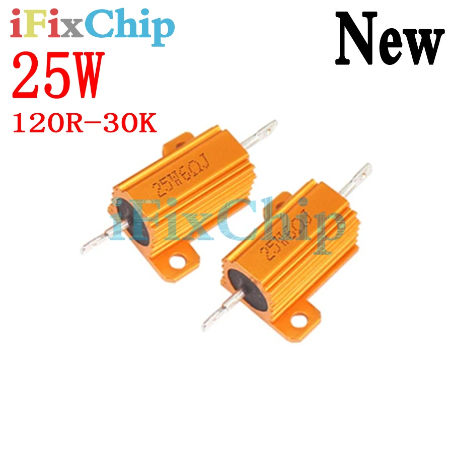25W อลูมิเนียมโลหะกรณี Wirewound Resistor 120R-30K 180R 470R 1K 5K 10K โอห์ม RX24 ยี่ห้อใหม่