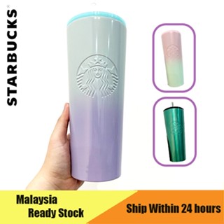 Starbucks กระติกน้ําร้อน สเตนเลส แบบใส พร้อมหลอดดูดสุญญากาศ ใช้ซ้ําได้ 710 มล.