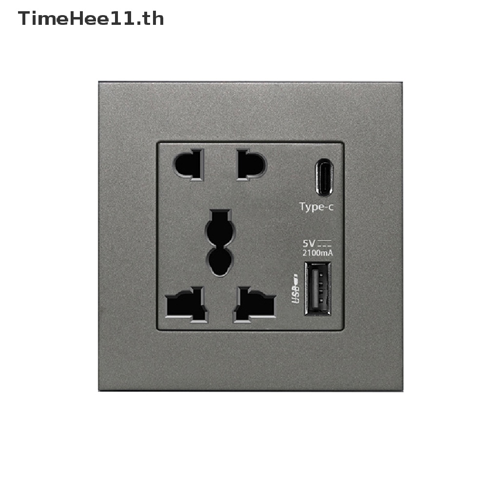 Timehee Power แผงซ็อกเก็ตแก้วคริสตัล USB 2100MA 13A UK Type C สําหรับติดผนัง TH