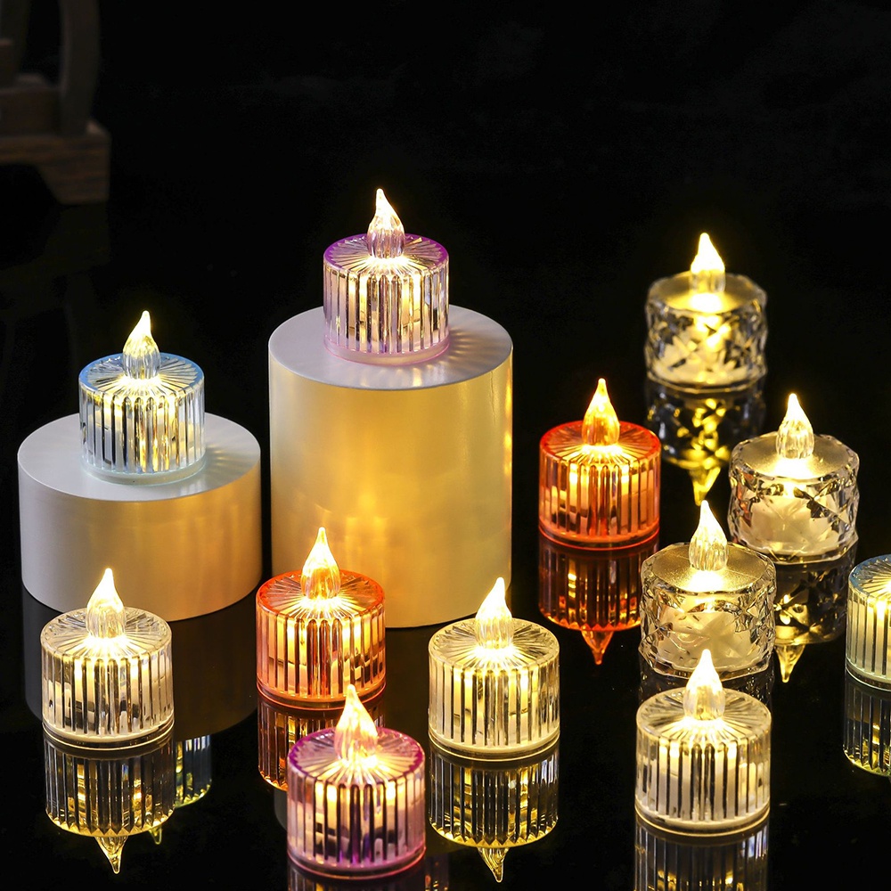โคมไฟเทียนปลอม LED อะคริลิค ไร้ตําหนิ ใช้แบตเตอรี่ สําหรับตกแต่งบ้าน งานเลี้ยงวันเกิด