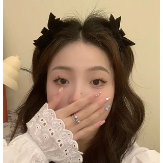กิ๊บติดผม ผ้าโพกศีรษะ ผ้ากํามะหยี่ ประดับโบว์ ขนาดเล็ก สีดํา สไตล์เจ้าหญิง สําหรับเด็กผู้หญิง จํานวน 1 ชิ้น