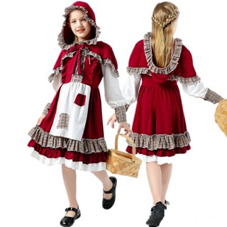 [New products in stock] Halloween Childrens Little Red Riding Hood cosplay clothing pastoral farm maid clothing party performance clothing quality assurance L0XA