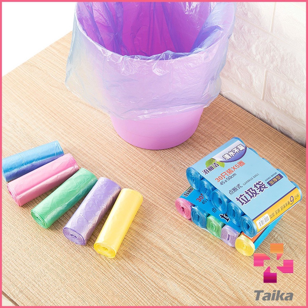 Taika ถุงขยะม้วนแพค  ราคาประหยัด แบบม้วน ถุงขยะ Color Waste Bags