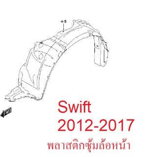 พลาสติกซุ้มล้อ Suzuki Swift 2012-2017 ซูซูกิ สวิฟ 72321-58M00 72322-58M00