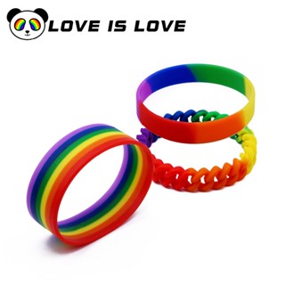 LGBTQ สร้อยข้อมือซิลิโคน สีรุ้ง หกสี สําหรับเด็กผู้ชาย และผู้หญิง เกย์