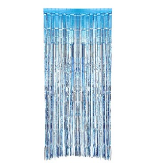 ม่านฟอยล์ตกแต่ง Light Blue Metallic Foil Curtain (ขนาด กว้าง 1 x ยาว 2 เมตร)