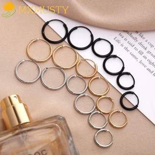 MXMUSTY Creative Hoop Earrings Girls Hip-Hop Round Earring Earrings Gold Silver Small Circle Punk Style 3 Size Fashion Jewelry/Multicolor