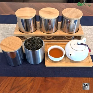 กระปุกชาสแตนเลส หนา 2 ชั้น Stainless Canister 2 layers thick กระปุกเก็บชา กระปุกเก็บผง SUS 304