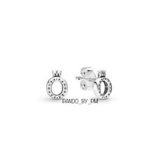 (พร้อมส่ง) logo pandora Stud Earrings Silver ต่างหูโลโก้ pandora ต่างหูPandora ของเเท้100%