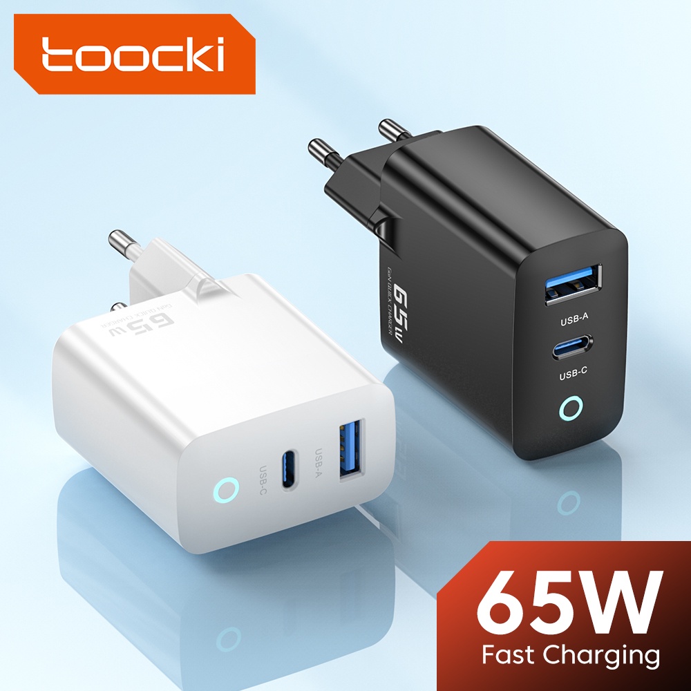 Toocki 65W GaN USB C Charger QC4.0 PD3.0 Type C ชาร์จเร็วสําหรับชาร์จแท็บเล็ตโทรศัพท์ USB GaN Charger พร้อมไฟ LED