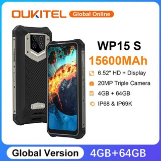 OUKITEL WP15S Rugged Smartphone 15600MAH Battery 6.52  IP68 Waterproof 4GB+64GB Mobile Phone 20MP Camera Cell Phone