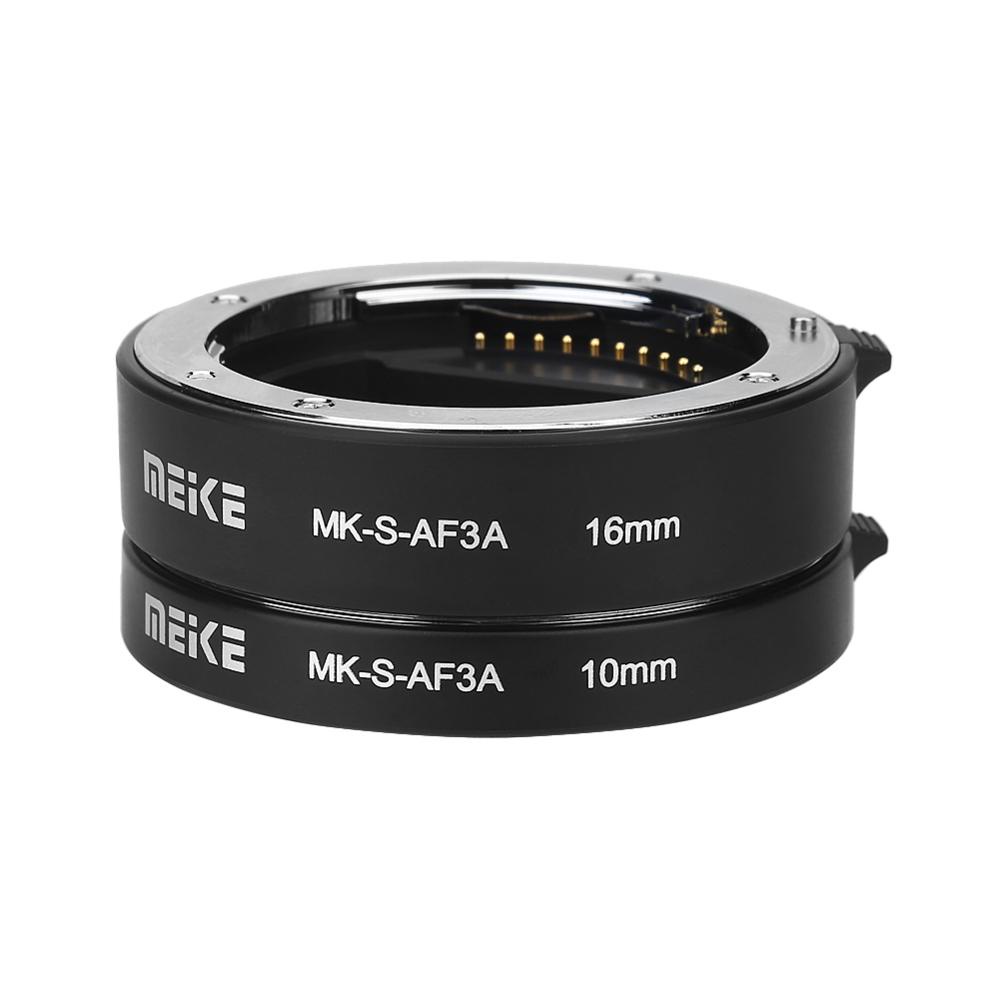 Meike MK-S-AF3A Auto Focus Macro Extension Tube 10 มม.16 มม.สําหรับ Sony E-Mount FE-Mount A7 NEX-F3 NEX-6 NEX-7 NEX-5T A6300 A6500