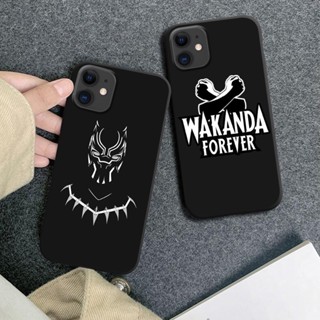 เคสโทรศัพท์มือถือ ซิลิโคนนิ่ม ป้องกันรอย ลาย Marvel black Panther Wakanda Forever สีดํา สําหรับ iphone 13 14 7 X XS XR XSMax 11pro 12 pro 13 pro Max